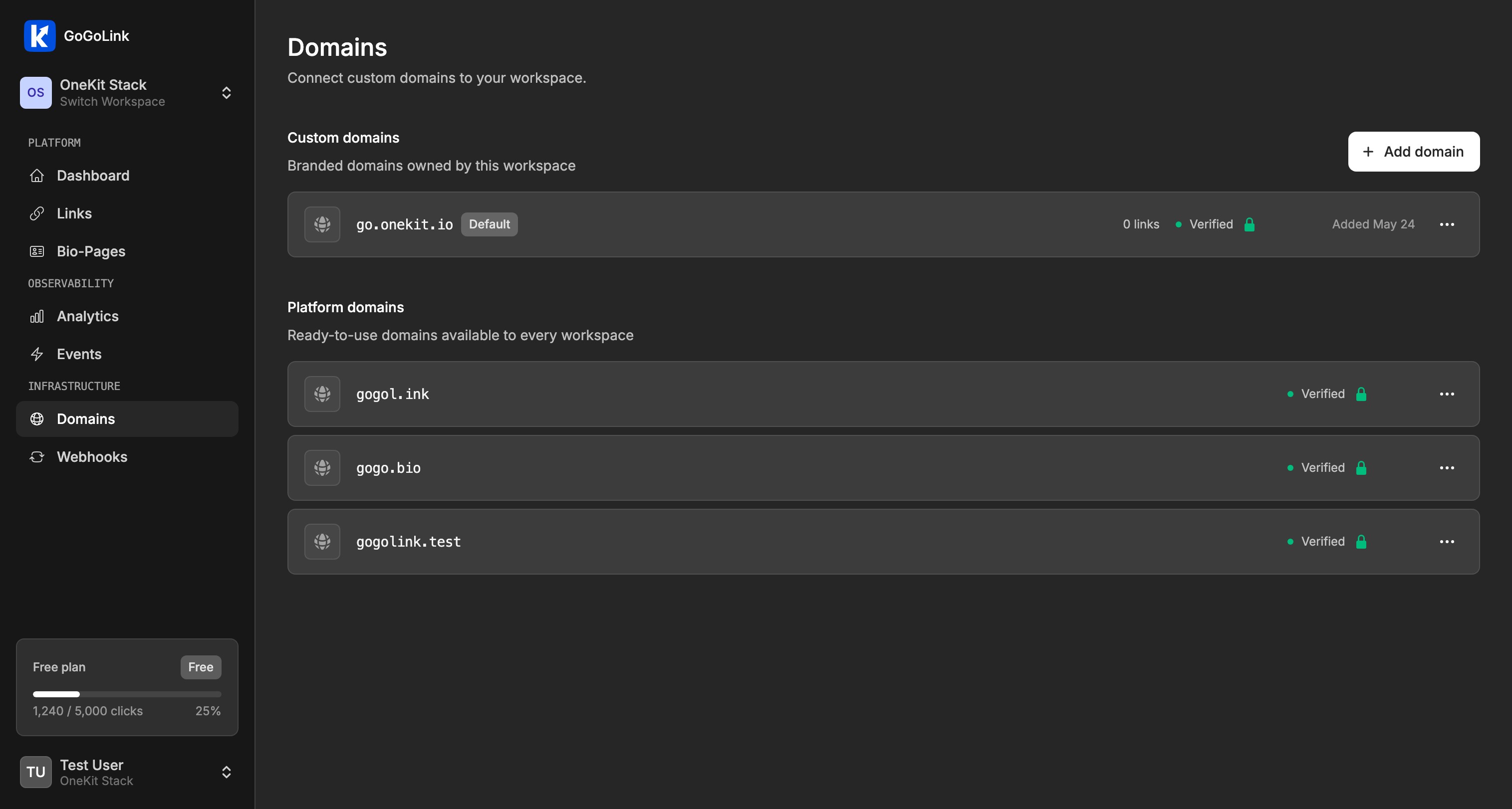 Domain settings