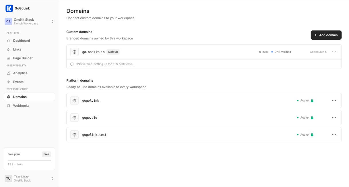 Domain settings