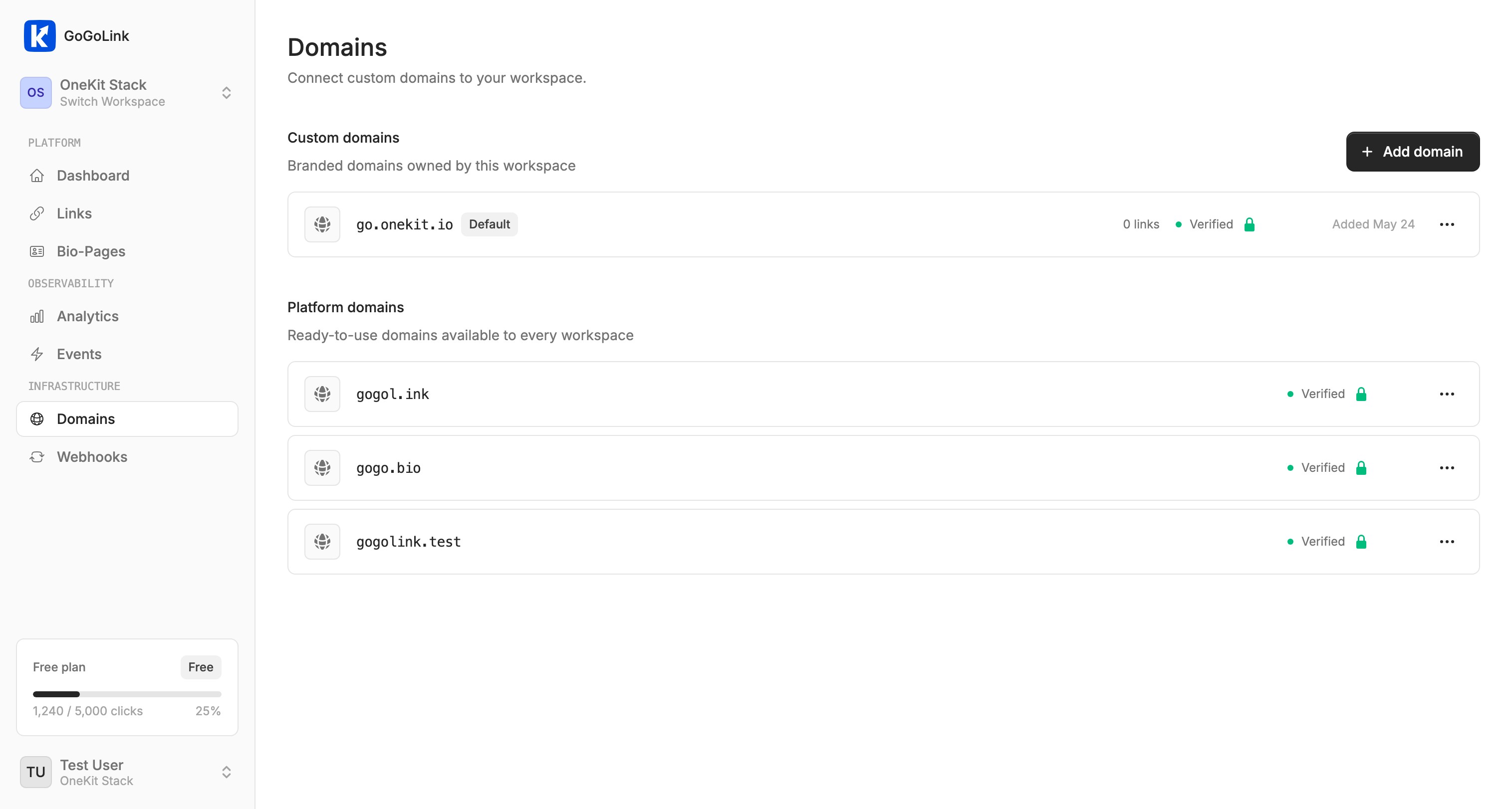 Domain settings